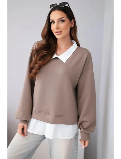 Dámská máslová mikina z viskózy s model 22014149 vsadkou fango - K-Fashion