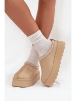 Nízké dámské sněhule s výšivkou na platformě světle béžové model 21676491 - Boto