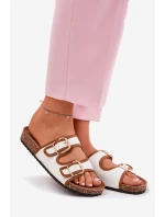 Dámské Plátěné Pantofle Na Korkové Platformě S Přezkami Bílé Osoffe Dámské Plátěné Pantofle Na Korkové Platformě S Přezkami Bílé Osoffe