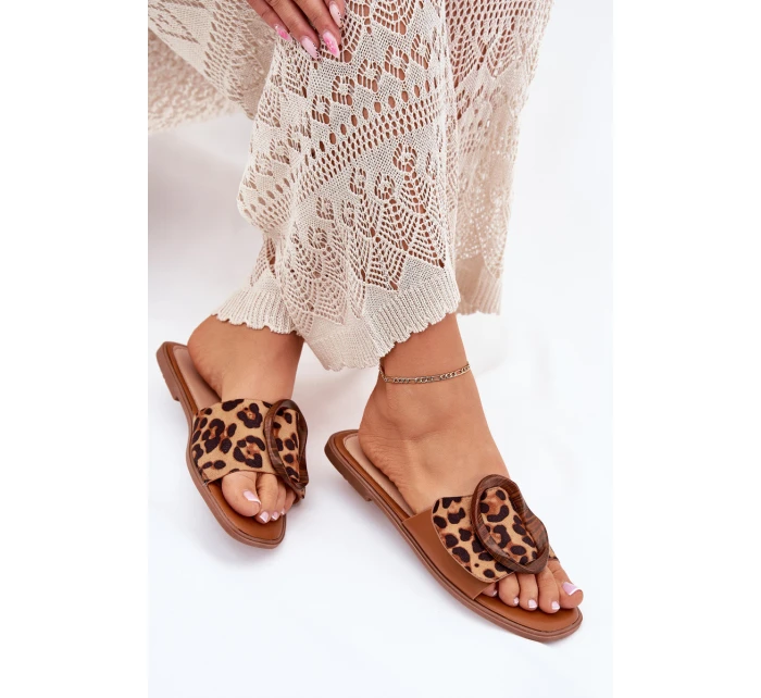 Dámské Ploché Pantofle S Přezkou Leopard model 21699424 - Boto Dámské Ploché Pantofle S Přezkou Leopard model 21699424 - Boto