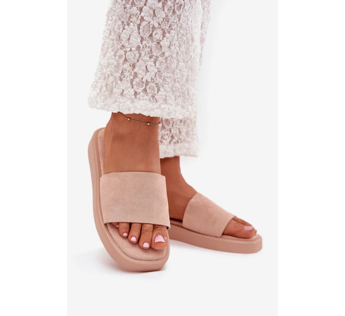 Dámské Pantofle Na Platformě Z Eko Semiše Špinavě Růžové Jorina Dámské Pantofle Na Platformě Z Eko Semiše Špinavě Růžové Jorina