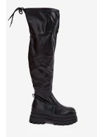Dámské Kozačky Po Kolena Na Masivní Platformě Černé model 21707072 - Boto