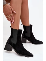 Kožené semišové dámské boty na podpatku vyhřáté Artiker 57C0049 Černé