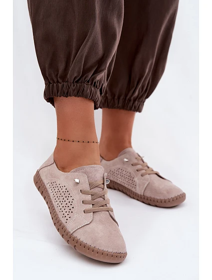 dámské polobotky z pravé semišové kůže Béžové model 22091735 - EVENTO dámské polobotky z pravé semišové kůže Béžové model 22091735 - EVENTO