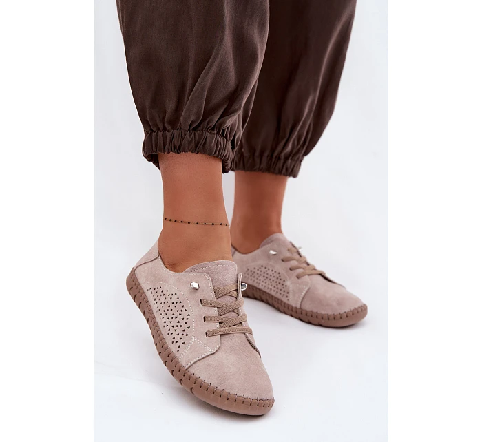 dámské polobotky z pravé semišové kůže Béžové model 22091735 - EVENTO dámské polobotky z pravé semišové kůže Béžové model 22091735 - EVENTO