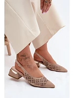 Kožené Semišové Dámské Sandály Otevřené Sítě Na Klín D&A CR61-3004 Béžové