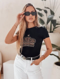 Dámské tričko s korunkou BLINGESSO černé FashionStreet RY2877
