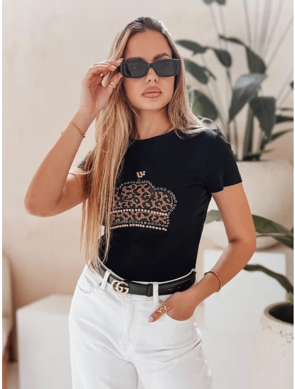 Dámské tričko s korunkou BLINGESSO černé FashionStreet RY2877
