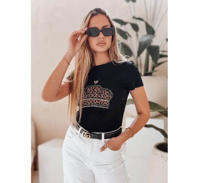 Dámské tričko s korunkou BLINGESSO černé FashionStreet RY2877