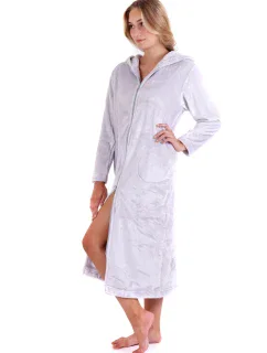 Dámský župan Siena s kapucí na zip 3656 světle šedá - Vestis