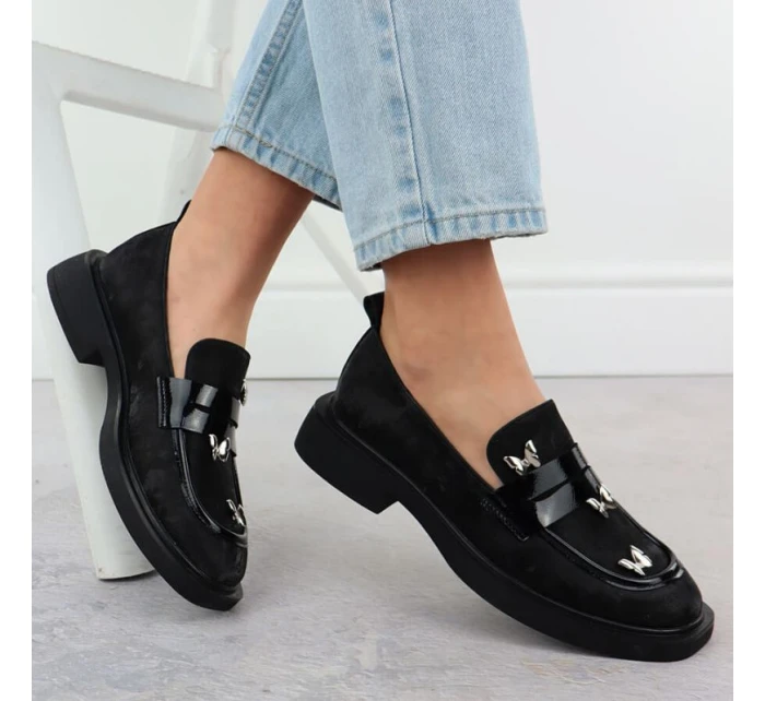 Dámské polobotky lords s motýly černé Potocki SZ12650 Dámské polobotky lords s motýly černé Potocki SZ12650