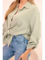 Bavlněná mušelínová košile oversize světlá khaki