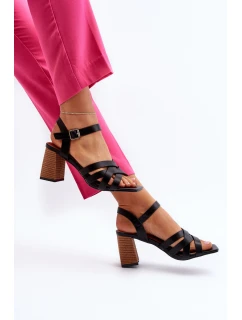 Dámské sandály na podpatku černé model 21650694 - Boto