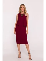 S422 Šaty s krajkovou vsadkou - bordó