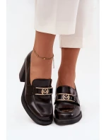 Dámské polobotky na sloupku se zlatým detailem Privelle – čokoládové