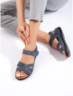 Trendy sandály dámské modré na klínku Trendy sandály dámské modré na klínku