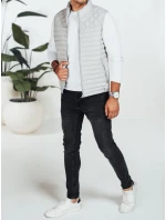 Pánská prošívaná vesta světle šedá model 21991556 - Dstreet Pánská prošívaná vesta světle šedá model 21991556 - Dstreet
