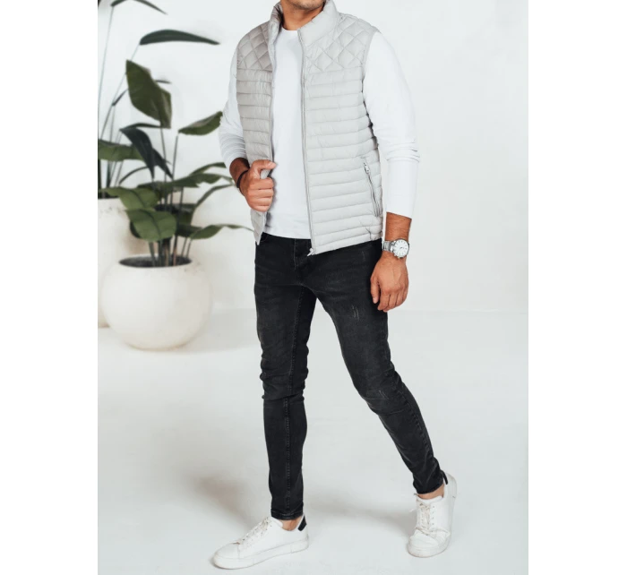 Pánská prošívaná vesta světle šedá model 21991556 - Dstreet Pánská prošívaná vesta světle šedá model 21991556 - Dstreet