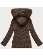 Prošívaná bunda v barvě pro přechodné období s kožešinou u kapuce model 21248223 - S'WEST