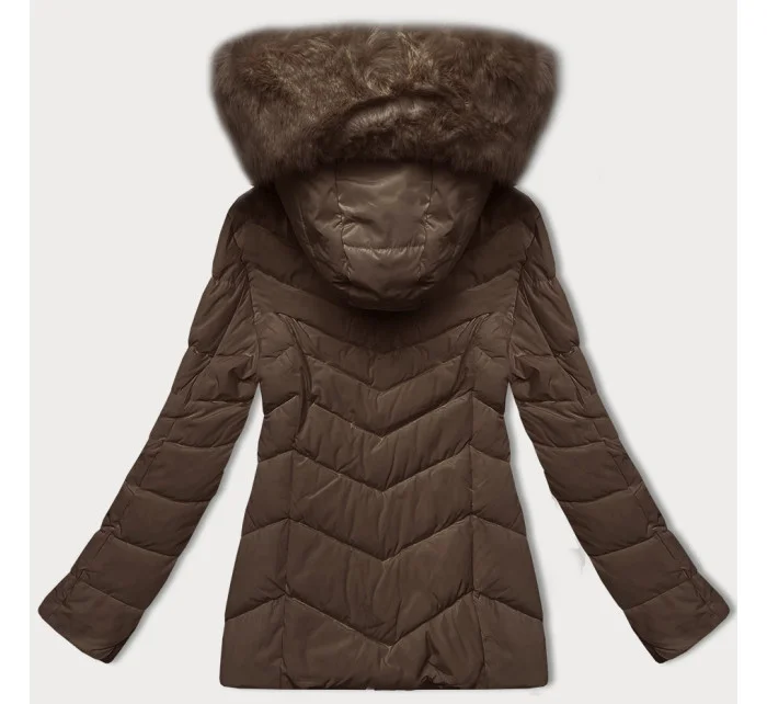 Prošívaná bunda v barvě pro přechodné období s kožešinou u kapuce model 21248223 - S'WEST