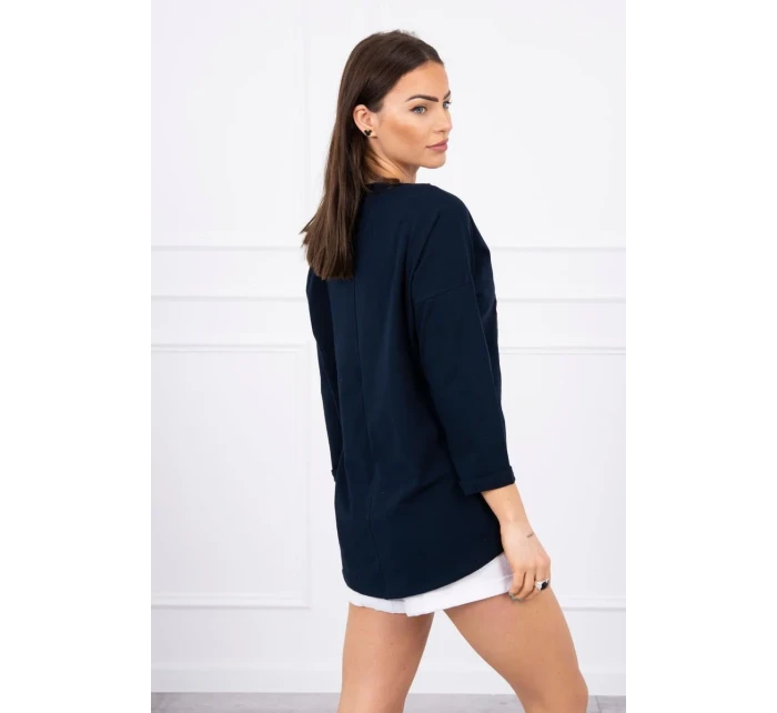 American Girl grafická halenka námořnická modrá S/M - L/XL