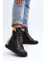 Zazoo 3081 Kožené Dámské Tenisky Na Kotníku Černé