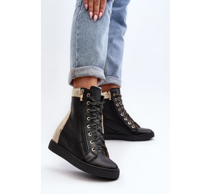 Zazoo 3081 Kožené Dámské Tenisky Na Kotníku Černé