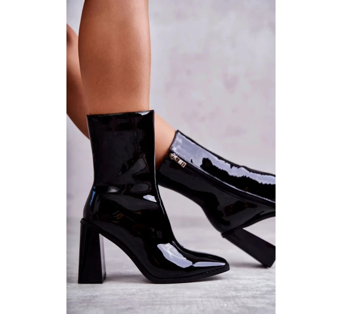 Dámské lakované kozačky Černé Margit