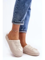 Béžové dámské lesklé pantofle Geraja