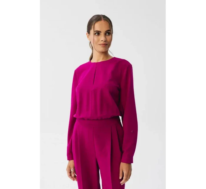 Dámský overal s výstřihem bordó  model 21080736 - STYLOVE