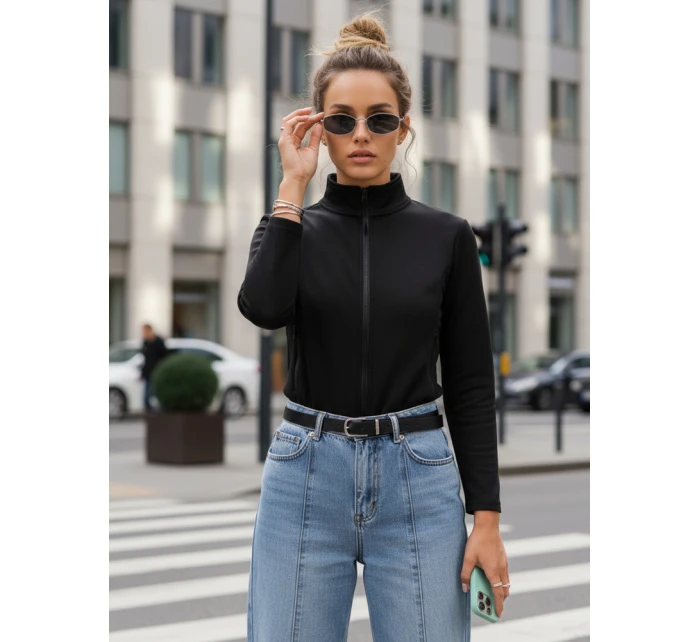 Dámská mikina na zip se stojáčkem černá FashionStreet BY1562