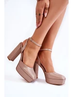 Dámské sandály třpytivé na podpatku zlate Rosel Dámské sandály třpytivé na podpatku zlate Rosel