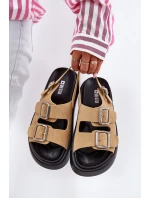 Semišové Dámské Sandály S Přezkami Big Star RR274665 Béžové Semišové Dámské Sandály S Přezkami Big Star RR274665 Béžové