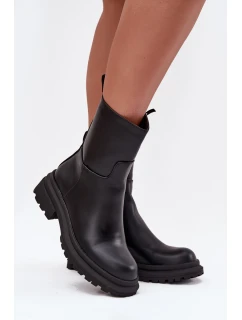 Dámské kotníkové boty na platformě a nízkém podpatku černé model 21707368 - Boto