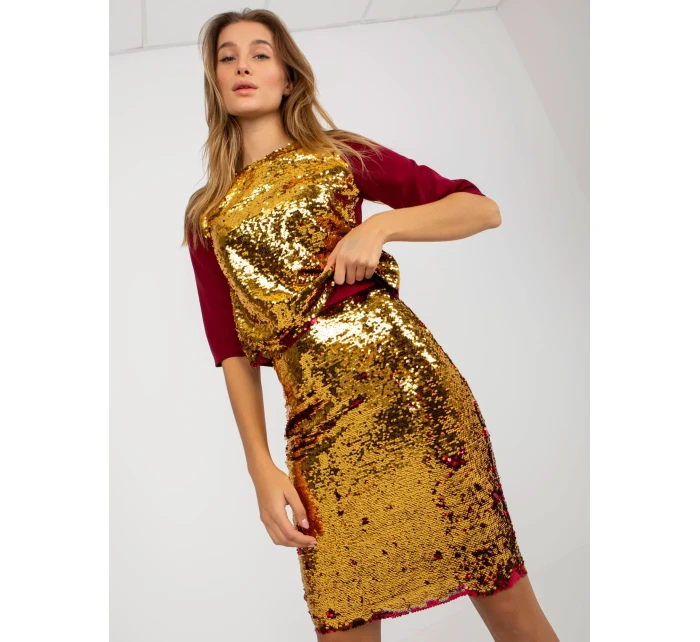 Spódnica LK SD model 21127108 bordowy - FPrice Spódnica LK SD model 21127108 bordowy - FPrice