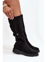 Dámské zateplené kozačky na nízkém podpatku z Delyssa – černé