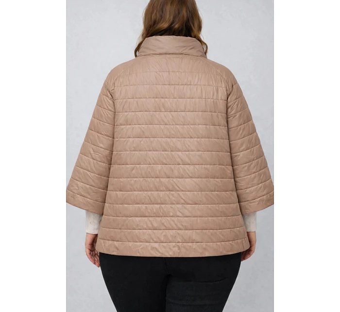 Dwustronna kurtka damska plus size z rękawem 3/4 Goodlookin brązowa/panterka (M6-6308-305)