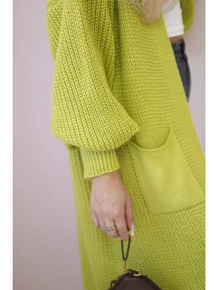 Svetr dlouhý kardigan pistácie