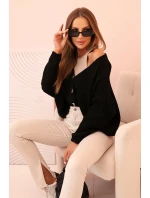 Svetr dámský s výstřihem do V a knoflíky černý Svetr dámský s výstřihem do V a knoflíky černý