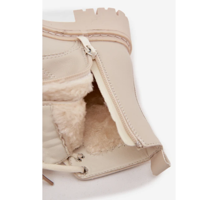 Dívčí kotníkové boty s s kožešinou LOVE béžové model 21724989 - Boto