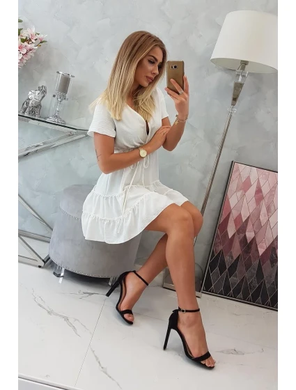 Šaty s obálkovým výstřihem ecru Šaty s obálkovým výstřihem ecru