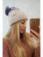 Fleecová čepice Alice K248 béžová+fialová Fleecová čepice Alice K248 béžová+fialová