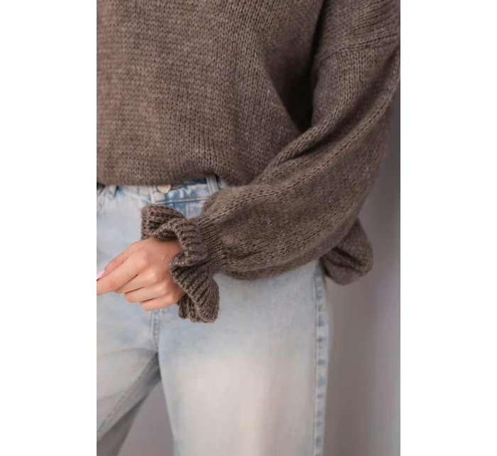 Dámský svetr s přídavkem mohairu a vlny v volném střihu fango