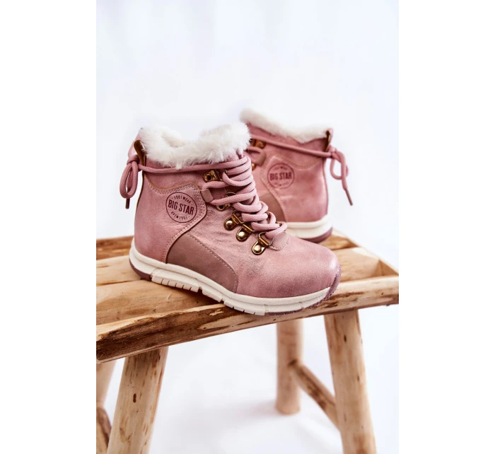 Dětské zateplené kozačky na zip Big Star model 21599161 Růžove - Big Star Shoes Dětské zateplené kozačky na zip Big Star model 21599161 Růžove - Big Star Shoes