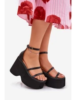 Dámské Sandály Na Masivní Platformě A Klínu Černé model 21688207 - Boto