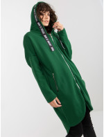Dámská dlouhá mikina na zip s kapucí - zelená