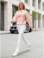 Dámská oversize mikina s potiskem HAPIRES růžová FashionStreet BY1486