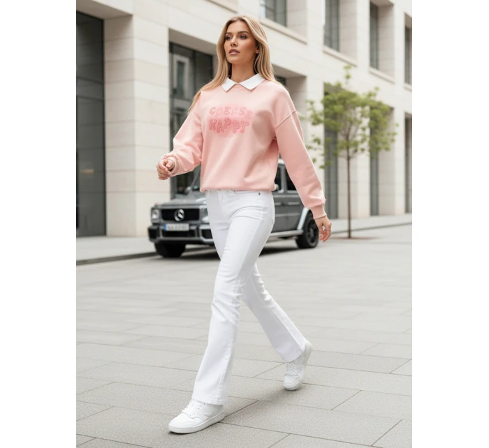 Dámská oversize mikina s potiskem HAPIRES růžová FashionStreet BY1486