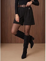 Elegantní dámské šortky s páskem, černé, FashionStreet SY0626 Elegantní dámské šortky s páskem, černé, FashionStreet SY0626