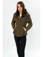 Krótka zimowa pikowana damska kurtka brązowa (wz105)